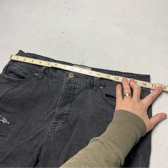 Free People Fishnet Patch Skinny Jean Button Fly Washed Out Black size 30 - Picture 5 of 16